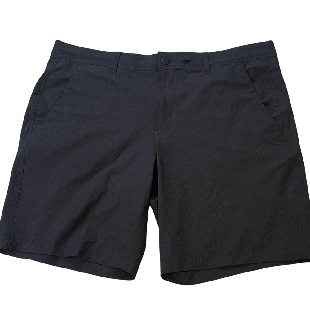 George Mens Black Performance Shorts Size 38 Ripstop Texture Zipper Pocket